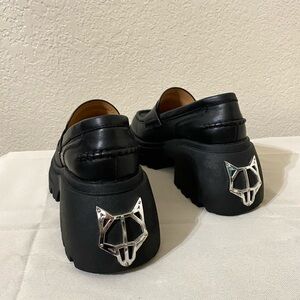 Naked Wolfe Black Loafers with Silver Detail